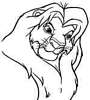 dla kolorowanki do wydruku z bajki Disney Król lew - zbliżenie na lwią głowę z piękną grzywą